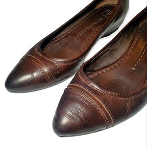 Frye Alicia Ballet Pointed Toe Flat Brown Leather Size 7